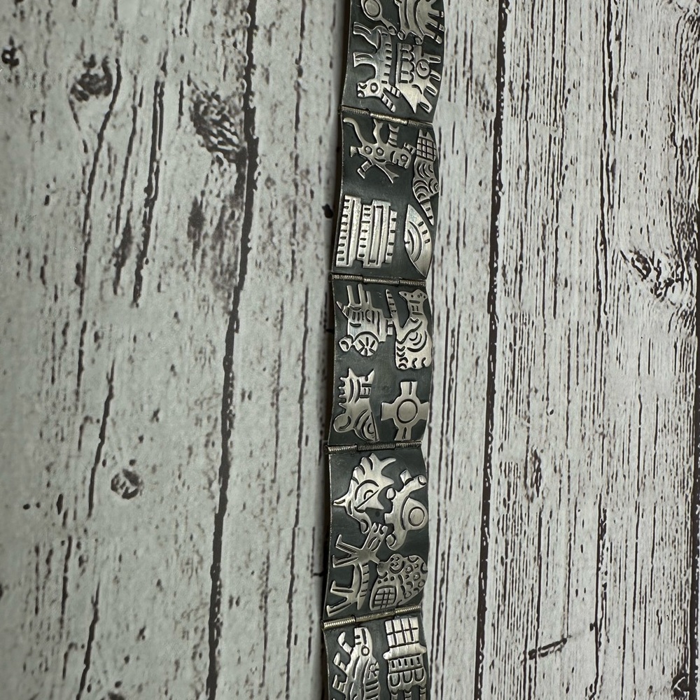 Taxco Intricate Silver Bracelet with Overlay Work